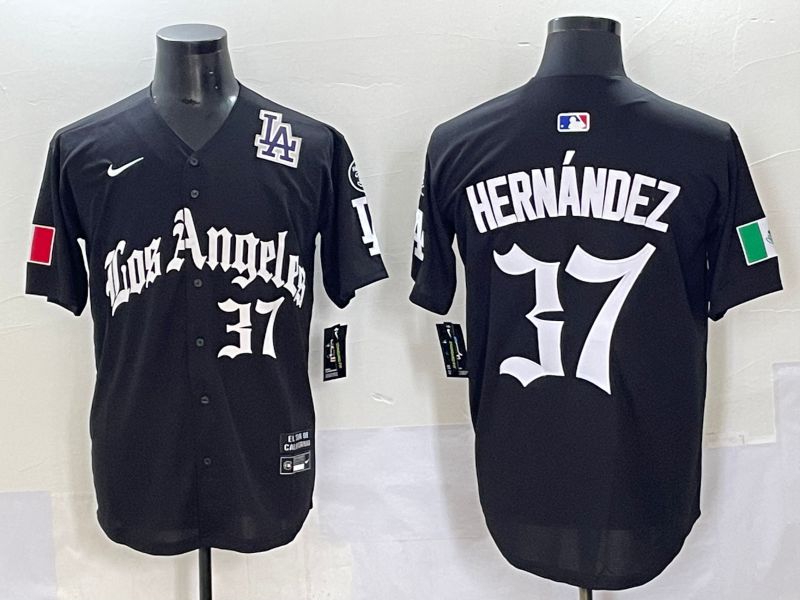 Men 2025 Los Angeles Dodgers #37 Hernandez Black Five generations Joint Name Nike MLB Jersey style 6236->los angeles dodgers->MLB Jersey